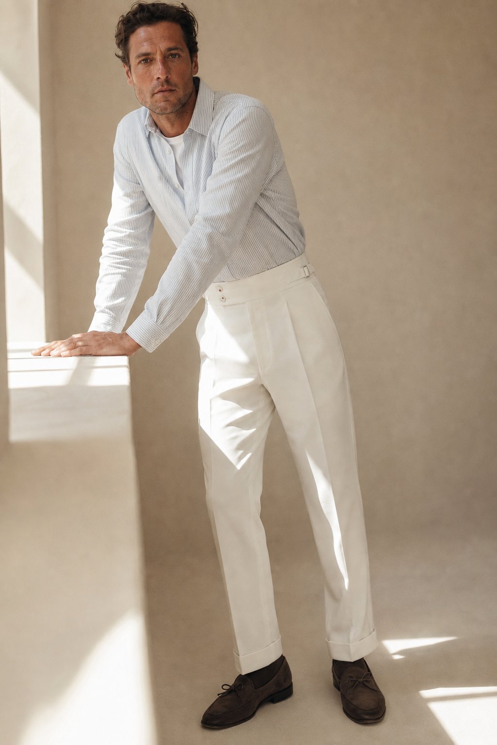 Sorrento Tailored Trousers — White, banana_republic product shot