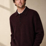 Sorrento Wool Polo Sweater — Burgundy, banana_republic product shot