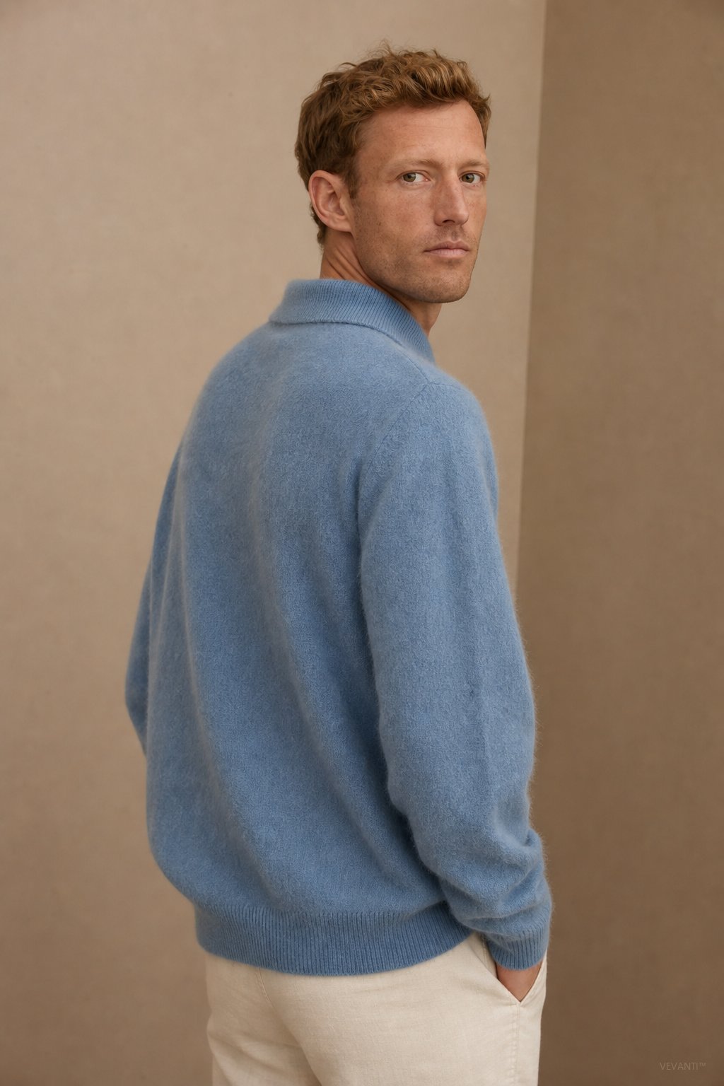 Sorrento Wool Polo Sweater — Blue, banana_republic product shot