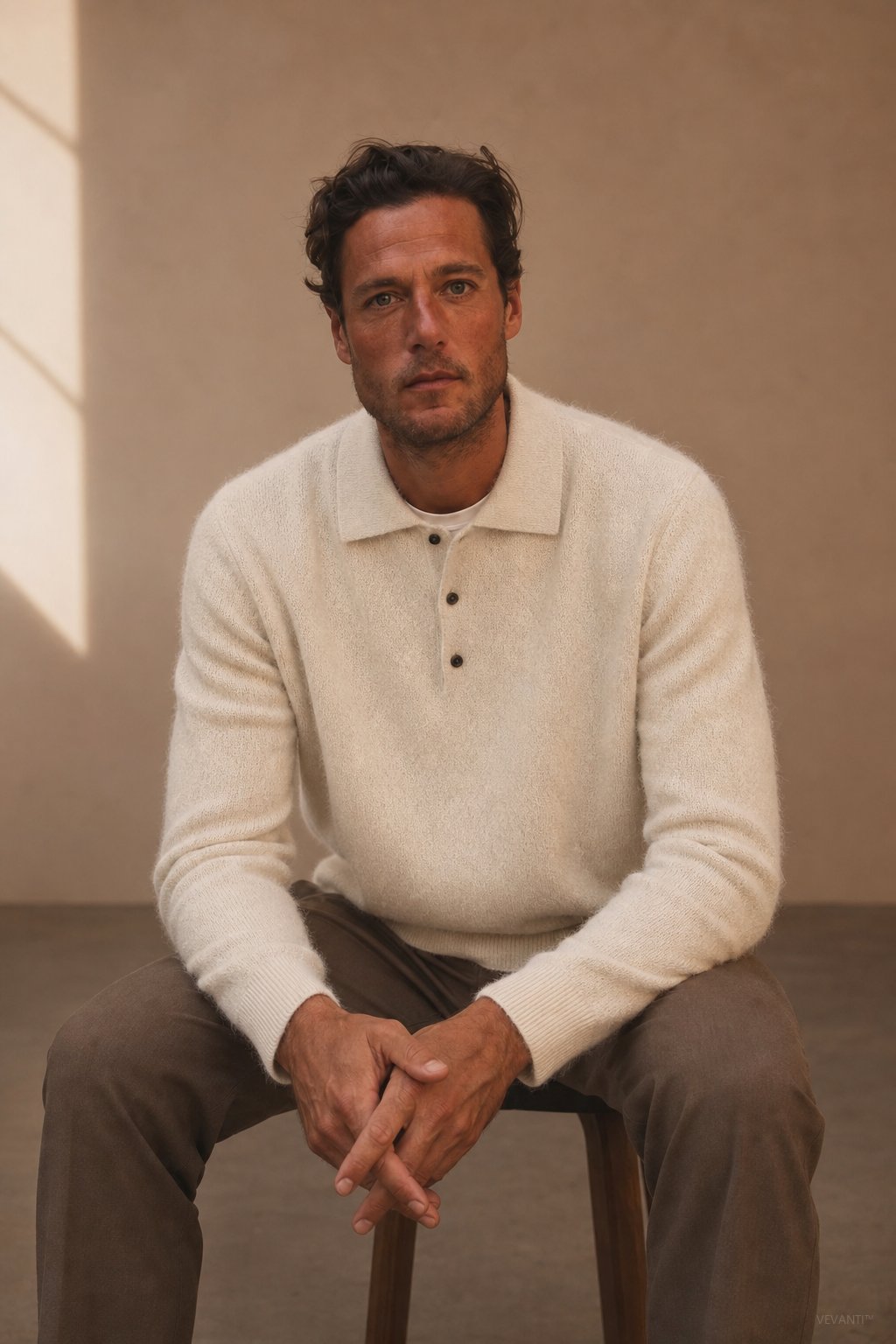 Sorrento Wool Polo Sweater — Beige, banana_republic product shot