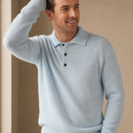 Sorrento Wool Polo Sweater — Sky, banana_republic product shot