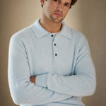 Sorrento Wool Polo Sweater — Sky, banana_republic product shot