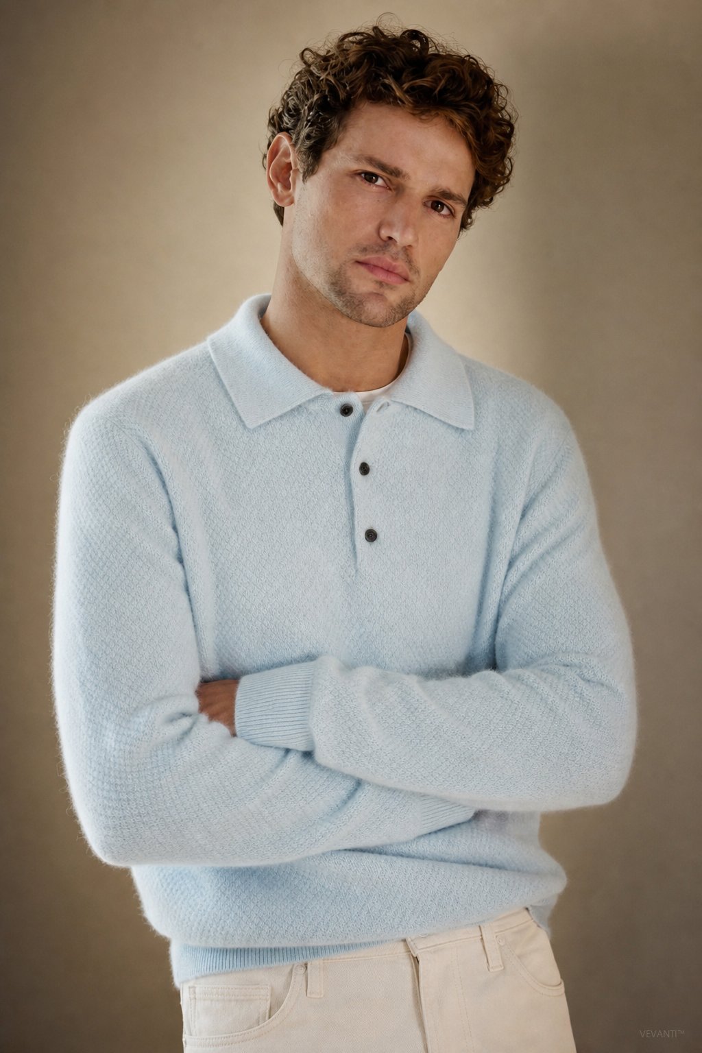 Sorrento Wool Polo Sweater — Sky, banana_republic product shot