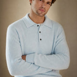Sorrento Wool Polo Sweater — Sky, banana_republic product shot