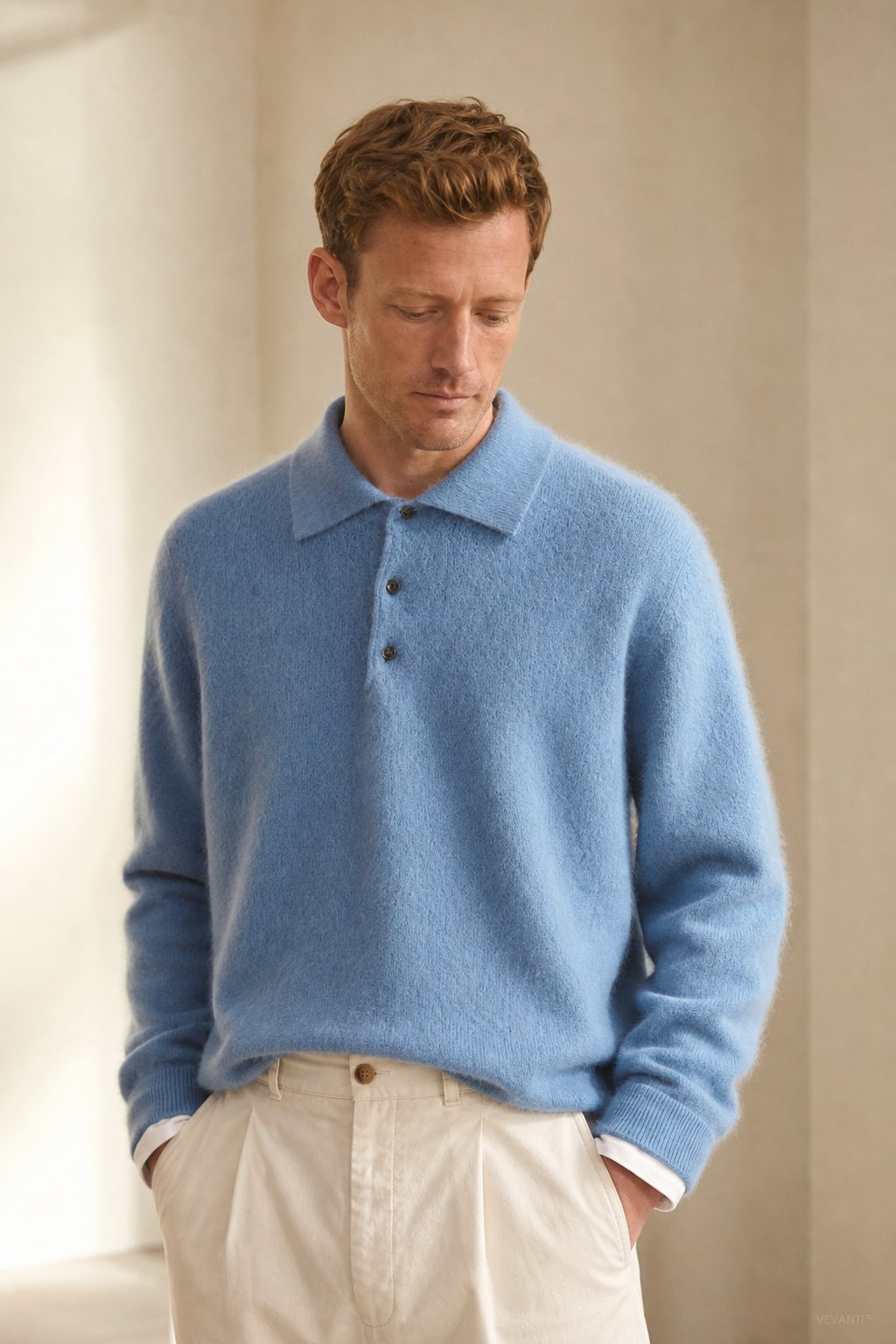 Sorrento Wool Polo Sweater — Blue, banana_republic product shot
