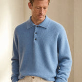Sorrento Wool Polo Sweater — Blue, banana_republic product shot