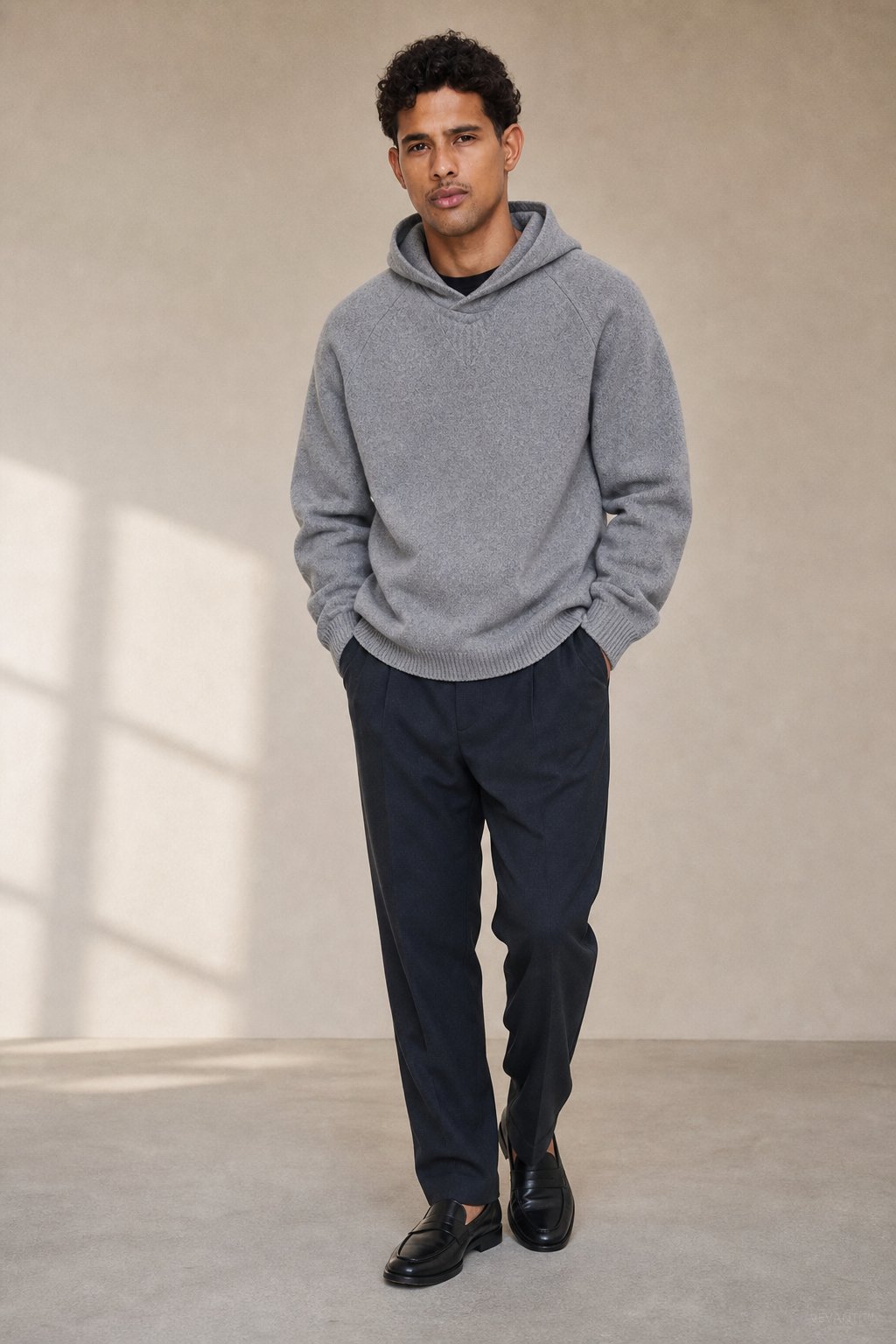 The Men's Classic Hooded Knit — Gray, banana_republic product shot