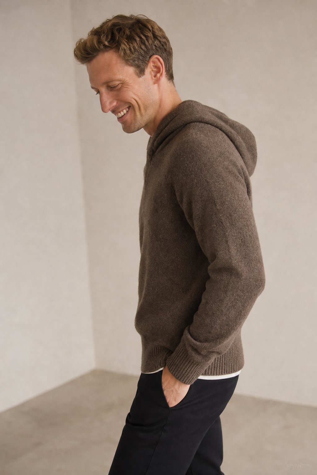 The Men's Classic Hooded Knit — Brown, banana_republic product shot