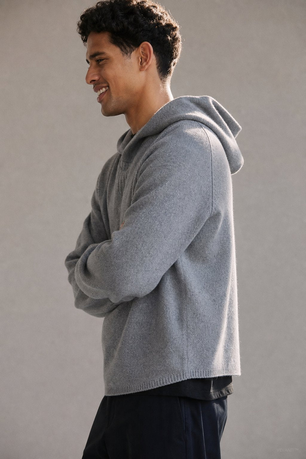 The Men's Classic Hooded Knit — Gray, banana_republic product shot