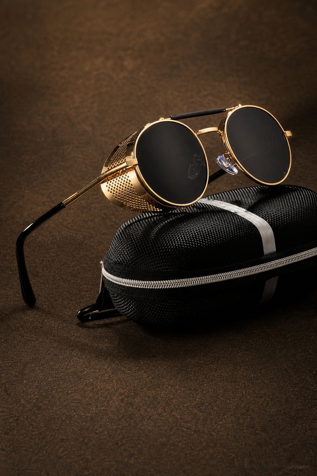 Tubarão Polarized Aviators — Gold Gray, br_espresso product shot