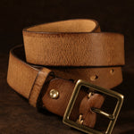 Vintage Cowhide Belt — Tan, br_espresso product shot