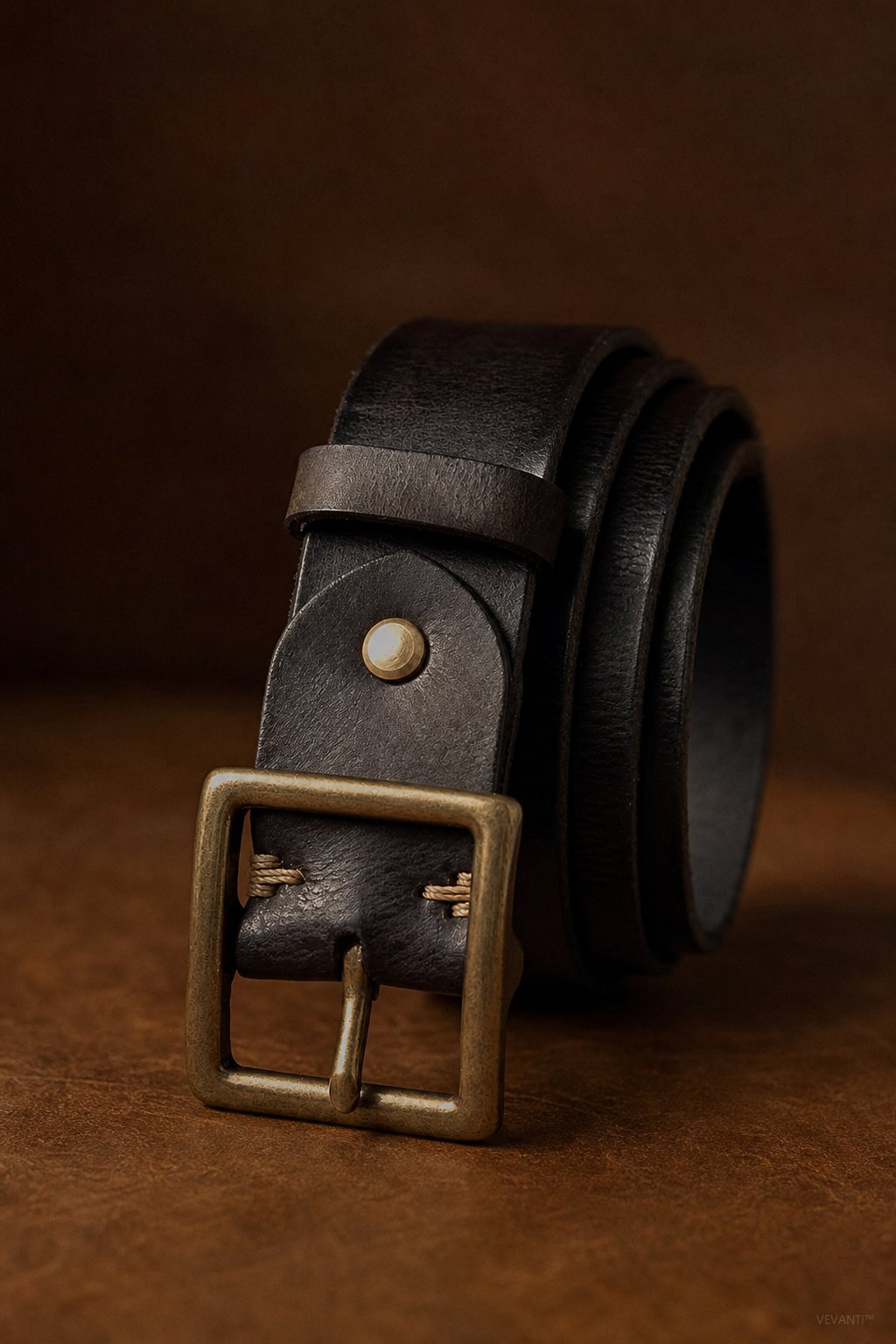 Vintage Cowhide Belt — Black, br_espresso product shot