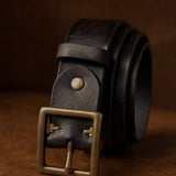 Vintage Cowhide Belt — Black, br_espresso product shot