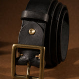 Vintage Cowhide Belt — Black, br_espresso product shot
