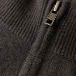 Warwick Zip Cardigan — Charcoal, br_espresso product shot