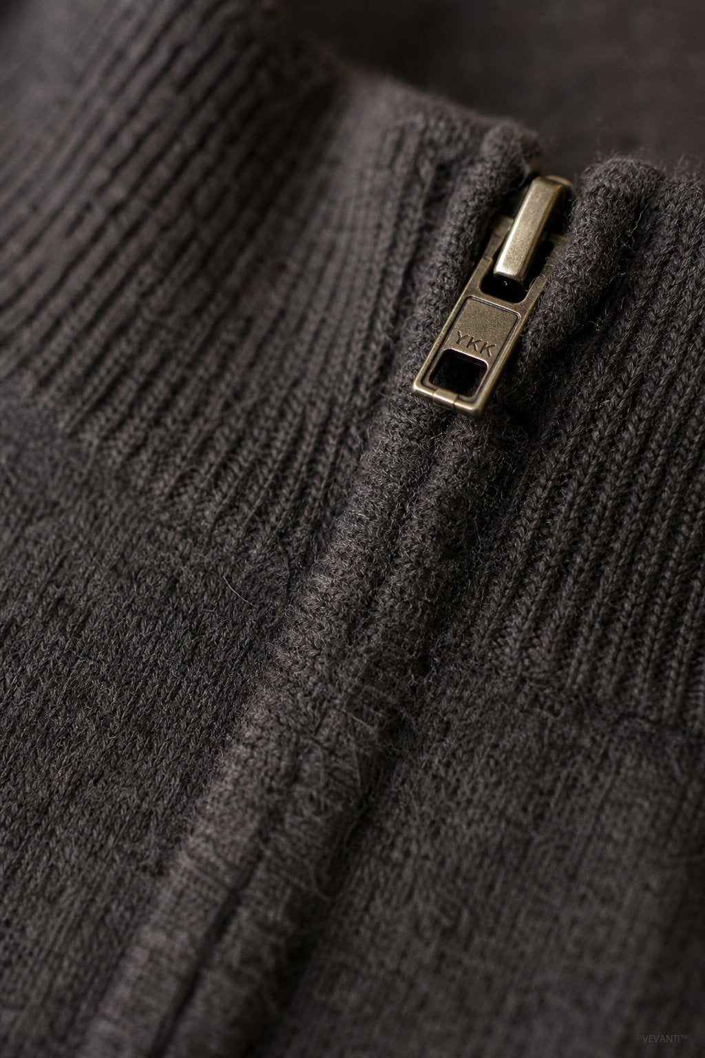 Warwick Zip Cardigan — Charcoal, br_espresso product shot