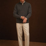 Warwick Zip Cardigan — Charcoal, br_espresso product shot