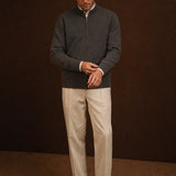 Warwick Zip Cardigan — Charcoal, br_espresso product shot