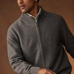 Warwick Zip Cardigan — Grey, br_espresso product shot