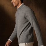 Warwick Zip Cardigan — Grey, br_espresso product shot