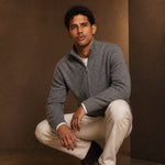 Warwick Zip Cardigan — Grey, br_espresso product shot