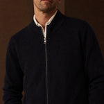 Warwick Zip Cardigan — Navy, br_espresso product shot
