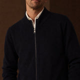 Warwick Zip Cardigan — Navy, br_espresso product shot