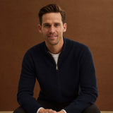 Warwick Zip Cardigan — Navy, br_espresso product shot