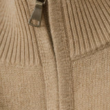 Warwick Zip Cardigan — Camel, br_espresso product shot