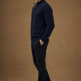 Warwick Zip Cardigan — Navy, br_espresso product shot