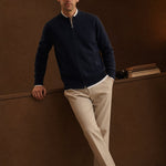 Warwick Zip Cardigan — Navy, br_espresso product shot