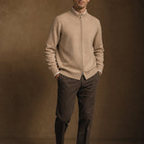 Warwick Zip Cardigan — Camel, br_espresso product shot