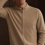 Warwick Zip Cardigan — Camel, br_espresso product shot