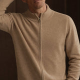 Warwick Zip Cardigan — Camel, br_espresso product shot