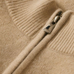 Warwick Zip Cardigan — Camel, br_espresso product shot