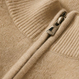 Warwick Zip Cardigan — Camel, br_espresso product shot