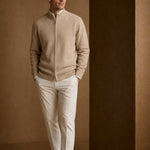Warwick Zip Cardigan — Camel, br_espresso product shot
