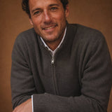 Warwick Zip Cardigan — Charcoal, br_espresso product shot