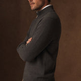 Warwick Zip Cardigan — Charcoal, br_espresso product shot