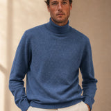 Wellington 100% Cashmere Turtleneck Sweater — Sky, studio product shot