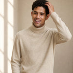 Wellington 100% Cashmere Turtleneck Sweater — Ivory, studio product shot