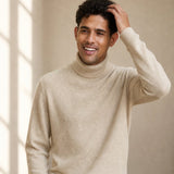 Wellington 100% Cashmere Turtleneck Sweater — Ivory, studio product shot