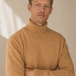 Wellington 100% Cashmere Turtleneck Sweater — Khaki, studio product shot