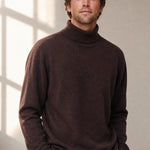 Wellington 100% Cashmere Turtleneck Sweater — Maroon, studio product shot
